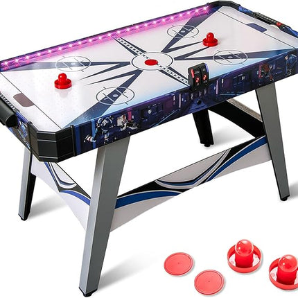 Giantex 54" Air Hockey Table - Arcade Hockey Table Gaming Set w/LED Electronic Scoring & Lights, 2 Pucks, 2 Pushers, Powerful 12V Motor, Air Hockey Game Table for Kids Adults, Game Room, Home, Office