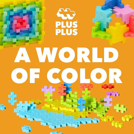 PLUS PLUS 240 Piece Interlocking Building Blocks for Kids, Open Ended Connecting Toys, STEM Bin Mini Manipulatives - Tropical Mix Play Tube & Baseplate