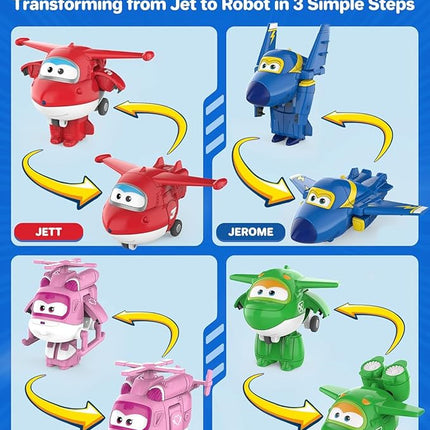 Super Wings Toys, Transformable Toys 2 Inch, Airplane Toy for Kids 3-5 Years Old, 15 Packs Transforming Jet Playset, Real Mobile Wheels, Birthday Party Supplies for Preschool Boys and Girls