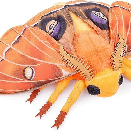 Head Hawkmoth Plush, Simulation Hawkmoth Stuffed Animals -15 inches, Moth Plushie Model Collction, for Moth Lovers, Kids，Orange，M