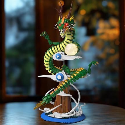 NUTCRACKER Dragon Building Blocks Set for Adult, Lighting Dragon Building Display Model with Light Ball, Cool Animal Dragon Toy Building Set, Easter Birthday Gifts for Boys Girls 14+ (1364 Pieces)