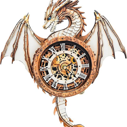 3D Wooden Puzzles for Adults Dragon Clock - Model Building Kit ‌‌Wall Clock Puzzle Creative Craft Gift Home Deco for DIY Enthusiasts, Brain Teaser Building Set Birthday Gifts