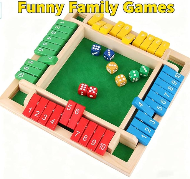 Gettoreach Funny Family Games-Shut The Box Board Game, Shut The Box Games, Wooden 4 Player, Educational Math Game for Families (1pcs-b)