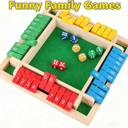Gettoreach Funny Family Games-Shut The Box Board Game, Shut The Box Games, Wooden 4 Player, Educational Math Game for Families (1pcs-a)