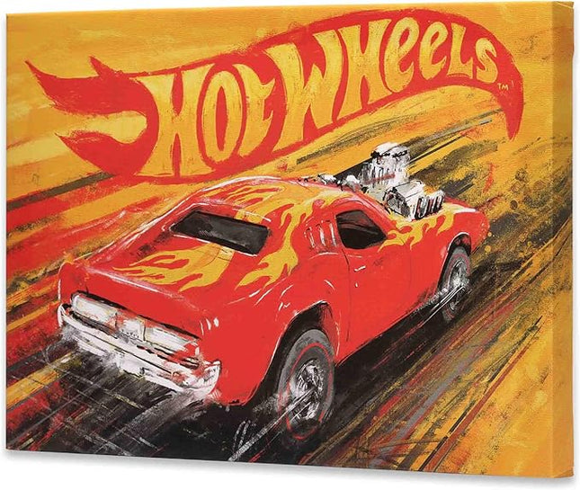Mattel Hot Wheels Red Car Gallery Wrapped Canvas Wall Decor - Vintage Hot Wheels Wall Art for Kids' Bedroom or Man Cave