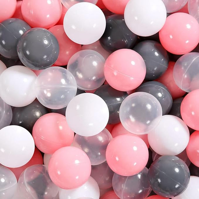 Ball Pit Balls Pack of 100 200 500 - Star and Round Set BPA Free Phthalate Free Non-Toxic Crush Proof Play Balls Soft Plastic Balls for Toddlers Baby Kids Birthday Pool Tent Party