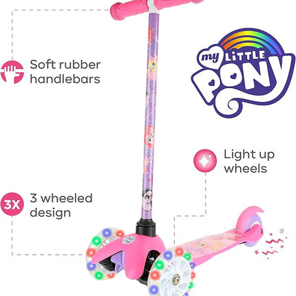 Voyager - Self Balancing Kick Scooter with Light Up Wheels, Extra Wide Deck, 3 Wheel Platform, Foot Activated Brake, 75 lbs Limit, Kids & Toddlers Girls or Boys, for Ages 3 and Up