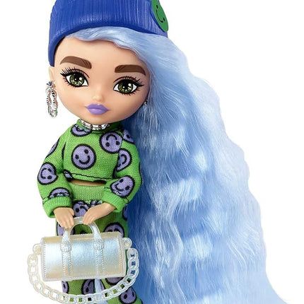 Barbie Extra Minis Doll #3 (5.5 in) Wearing Emoji-Printed 2-Piece Fashion, with Doll Stand & Accessories Including Sunglasses and Purse, Gift for Kids 3 Years Old & Up