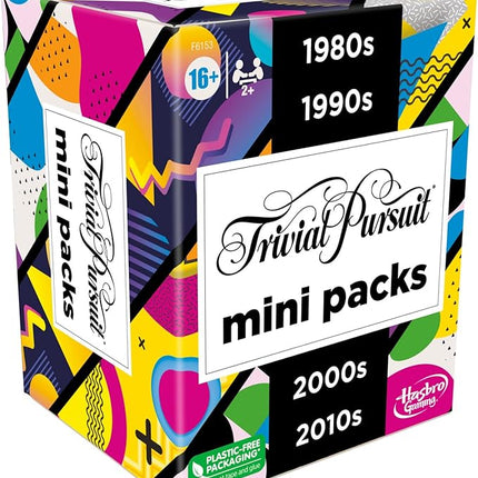 GAMES (EXCL. MONOPOLY) Trivial Pursuit Mini Packs Multipack, Fun Trivia Questions for Adults and Teens Ages 16+, Includes 4 Game Featuring 4 Decades