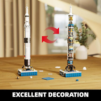 Space Rocket Building Block Set with Launch Stand, DIY Rocket Ship Model with Translucent Design, Cool Collectible Model for Home & Office Decor,Birthday Gift for Adults and Boys 8-14 (846PCS)