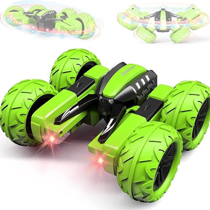 Threeking RC Stunt Car Remote Control Cars with Lights Rotating Double-Sided Driving Indoor Outdoor Toys Gifts Presents for 6 7 8 9 10 11 12 Year Old Kids Boys Girls
