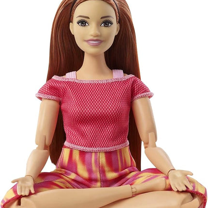 Barbie Made to Move Doll, Curvy, with 22 Flexible Joints & Long Straight Red Hair Wearing Athleisure-wear for Kids 3 to 7 Years Old