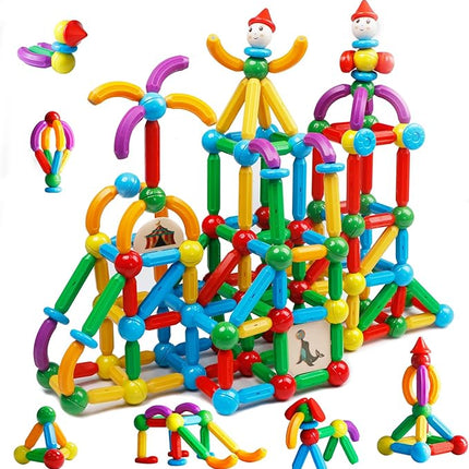 TOKBLOK Magnetic Building Blocks for Boys and Girls, 132Pcs Creative Magnetic Sticks and Balls STEM Construction Toys for Kids Toddlers Early Development Educational Learning