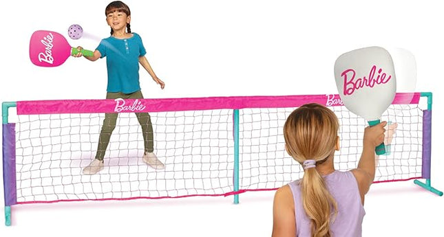 Barbie Kids Pickleball Set – Includes 2 Paddles, 1 Ball & Net – Portable Outdoor/Indoor Pickleball Game for Girls – Backyard, Driveway, Beach, Park, or Home Play