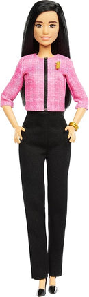 Barbie Careers Doll & Accessories, Future Leader with Black Hair Wearing Outfit with 2 Golden Bracelets & “B” Pin, Includes Sticker for Kids