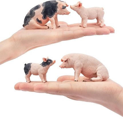 Toymany 8PCS Realistic Pig Figurines Set, Plastic Pig Figures Farm Animals Toys, Birthday Christmas Toy Gift for Kids Toddlers