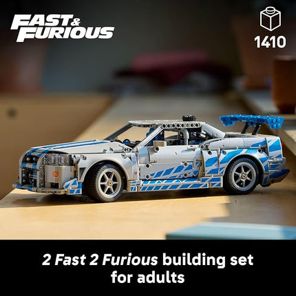 LEGO Technic 2 Fast 2 Furious Nissan Skyline GT-R (R34) Car - DIY Kit and Building Set for Adults - Collectible Model Street Racer with Drift Function - Gift for Car Enthusiasts and Movie Fans - 42210