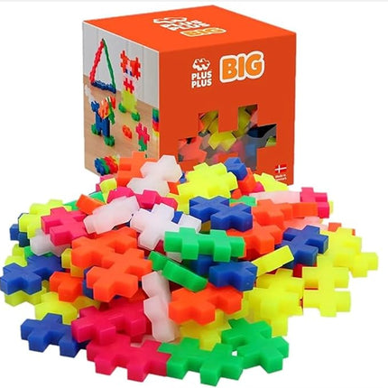 PLUS PLUS Big - Open Play Set - 100 Piece - Neon Color Mix, Construction Building Stem/Steam Toy, Interlocking Large Puzzle Blocks for Toddlers and Preschool