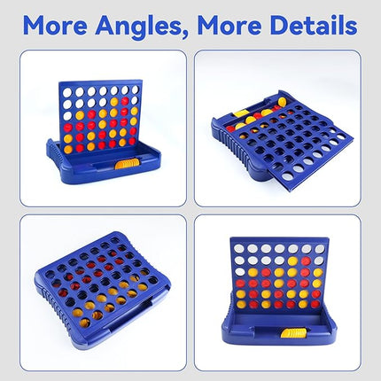 4 in a Row Board Games for Kids Ages 3+, Early Idea for Boys Girls Teens, Connect & Win Four in a Line, Portable 2-Player Strategy Games,Foldable Design with 6 Spare Discs (Blue)