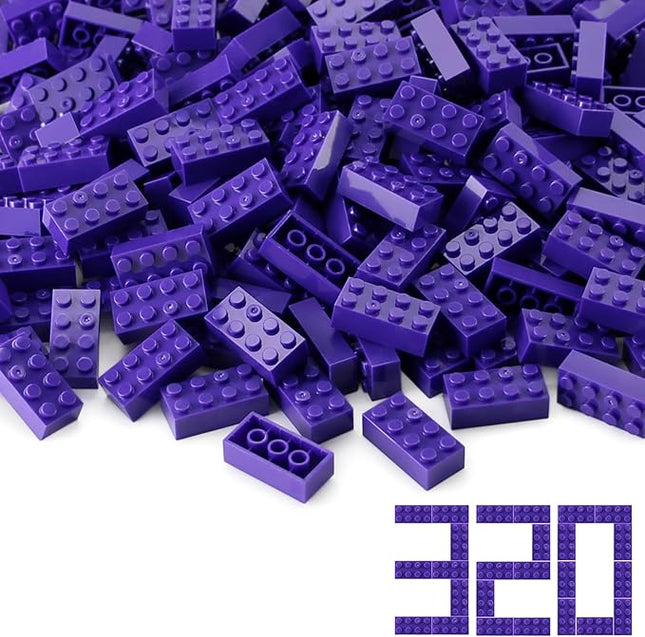 Feleph 2x4 Bricks Dark Purple 320 Pieces Parts Classic Building kit Creative Play Set Basic Blocks Toy Accessories Compatible with 3001 Major Brands