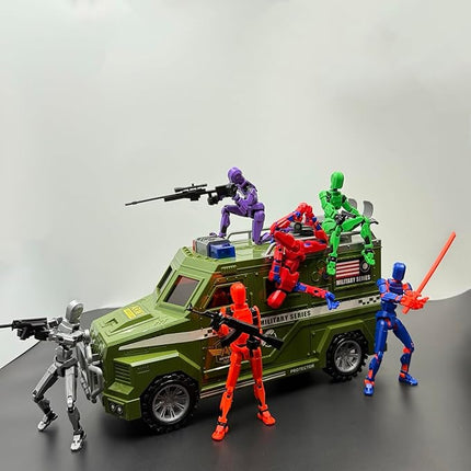 (Assembly Completed) 6 Packs T13 Action Figure Set, 3D Printed ActionFigure Toy Gifts for Kids, Dummy 13,Robot 13 Action Figure Full Body Mechanical Doll Christmas Birthday Gift for Boys Girls