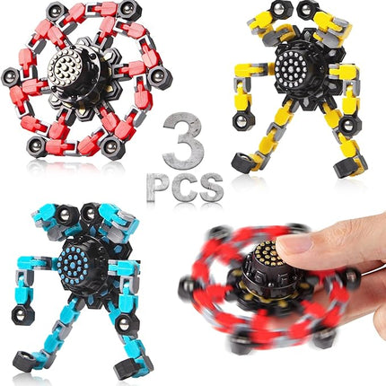 Transformable Fidget Spinners 3 Pcs for Kids and Adults Stress Relief Sensory Toys for Boys and Girls Fingertip Gyros for Party Favors Goodie Bag Stuffers for Kids
