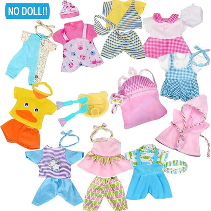 10 Sets for 10-11-12 Inch Baby Doll Clothes Dress Newborn Baby Doll Accessories Gown Costumes Outfits with Schoolbag Kitchen Toy Xmas Present (for 10-12'' Doll)