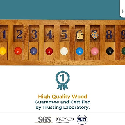 BSIRI Shut The Box Board Games with Math Kids Player Wooden Box of Brain Teaser Puzzles for Family Educational and Get Fun on Game to Teach Kids to Count on Math