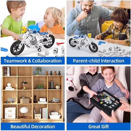 Creative Set Motorcycle,Stem Building Projects Toys for Kids 8 9 10 11 12+ Year Old,Metal Building Construction Model kit, 5 in 1 Motobike Building Blocks Steam Educational Toys(139PCS)
