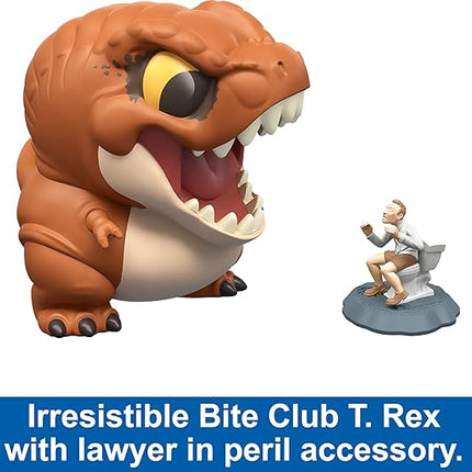 Mattel Jurassic World Bite Club Dinosaur Action Figure & Accessory, Tyrannosaurus Rex Chubby-Stylized Toy Collectible