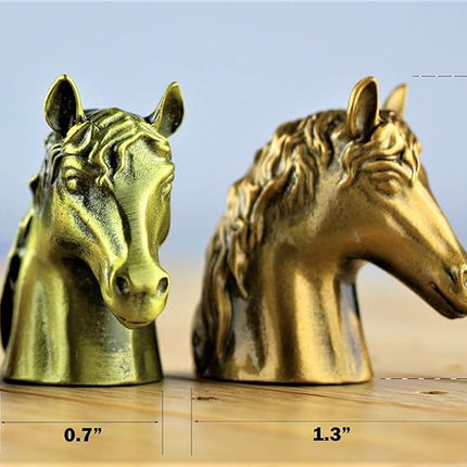 Metal Horse Race Board Game Set with Horse Racing Thick & Solid Wood Game Board(22"/Dark),11 Luxurious with 4 Antique(Gold,Silver,Red Cooper&Bronze) Metal Craft Horses, Dice&Cards (HR-F654)