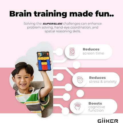 GiiKER Super Slide Puzzle Games, Original 500+ Challenges Brain Teaser Puzzle, Toys for Kids, Travel Games Birthday Gifts Easter Basket Stuffers for Boys Girls, Activities for Road Trips-Baby Pink