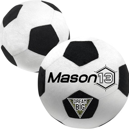 Baosity Custom Soccer Pillow with Text Plush Toy for Kids Stuffed Soccer Creative Room Decor Fluffy Sports Toy Personalized Birthday Christmas Party Easter Gifts for Boys Girls Toddler Kids