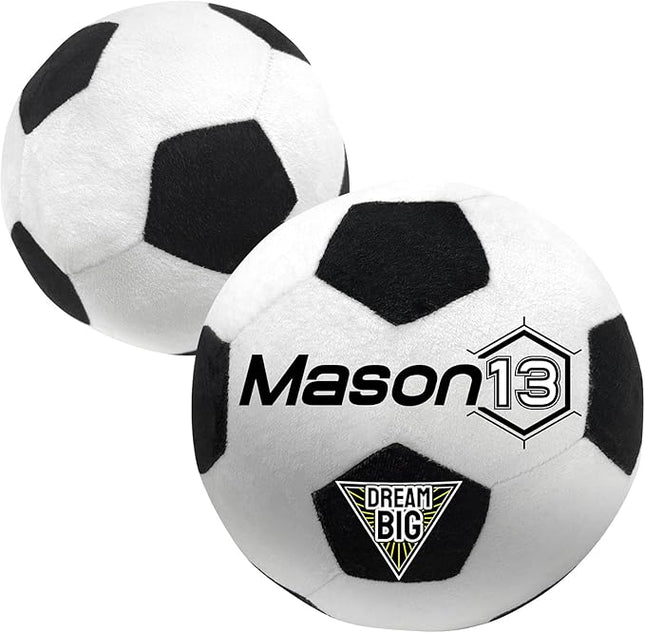 Baosity Custom Soccer Pillow with Text Plush Toy for Kids Stuffed Soccer Creative Room Decor Fluffy Sports Toy Personalized Birthday Christmas Party Easter Gifts for Boys Girls Toddler Kids