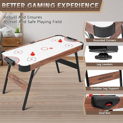 56” Foldable Air Hockey Table, Folding Indoor Hockey Game Table w/Accurate Electronic Scoring, Powerful Motor, 2 Pucks and 2 Pushers for Adults Kids, Home Game Room