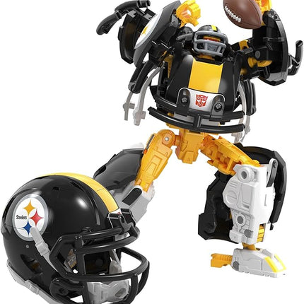 Transformers NFL Pittsburgh Steelers Steelsmash 5.5-Inch Action Figure Changes from Robot to Helmet, Football Toys for Ages 8+