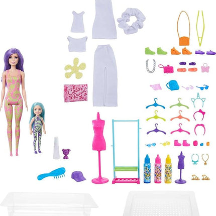 Barbie Color Reveal Toy Set, Tie-Dye Fashion Maker with Barbie & Chelsea Dolls & Accesssories, 50 Surprises Including Pets