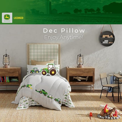 John Deere Trailer Tractor Kids Bedding Super Soft Plush Decorative Throw Pillow, 20 in, (Officially Licensed Product) by Franco Collectibles