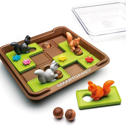 SmartGames Squirrels Go Nuts Sliding Logic Travel Puzzle Game with 60 Challenges for Kids Ages 6+