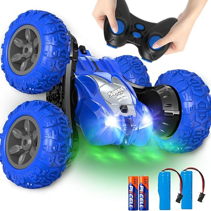 Remote Control Car, RC Stunt Double Sided 360° Rolling Rotating Rotation Cars, High Speed Off Road Racing Truck for 6 7 8-12 Year Old Boy Kids Toy (Blue)