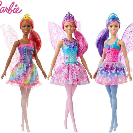 Barbie Dreamtopia Fairy Fashion Doll & Accessories, Pink Hair with Removable Skirt, Headband & Wings