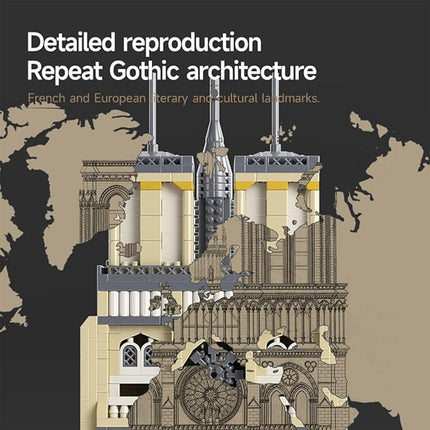 Micro Mini Notre Dame Cathedral Building Block Set, Famous Architecture, 2908 Pieces, Gifts for Kids and Adults