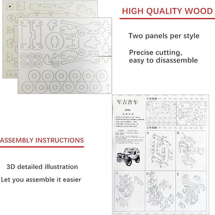 3D Wooden Puzzle - 6 Piece Set Wooden Car Brain Teaser Puzzle - DIY Assembly Car Building Model Kits - Wood STEM Toys Gifts for for Adults & Teens Birthday Gifts Christmas