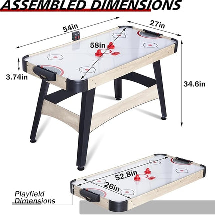 58" Air Hockey Table, Arcade Powered Air Hockey Game Table with Powerful Motor, Digital LED Scoreboard, Hockey Table Gaming Set Includes 2 Pucks & 2 Pushers for Home Game Room
