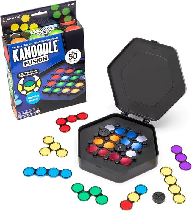 Educational Insights Kanoodle Fusion Light-Up Puzzle Game for Kids, Teens, & Adults, Brain Teaser Puzzle Game Featuring 50 Challenges, Ages 7+