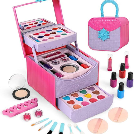 Makeup for Kids, Toddler Makeup Barbie Toys, Birthday Christmas Day Gift for Kids Fake Makeup Non Toxic Makeup for Little Girl,Makeup Toys for 3 4 5 6 7 8 9 10Year Old Girls Toys