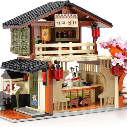 Toy Building Block, Japanese Sushi Shop Model Kit, Compatible with Regular Size Brick, Creative Construction, Shop House City View, Birthday Gift for Adult Children Kids Boys Girls 8+ 763 PCS