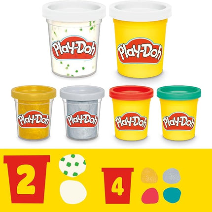 Play-Doh Drill 'n Fill Dentist Toy for Kids 3 Years and Up with Cavity and Metallic Colored Modeling Compound, 10 Tools, 6 Total Cans, 2 Ounces Each, Non-Toxic, Assorted Colors