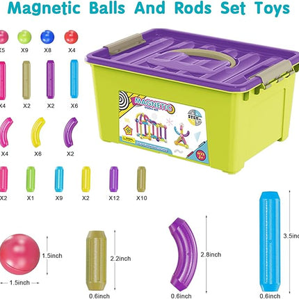 88 Piece Magnetic Balls and Rods Set,Magnetic Building Toys Colorful DIY STEM Building Blocks Sticks for Ages 3+ Year Old Children Boy Girl Educational Construction Toy