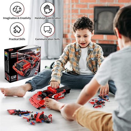 GMAOPHY STEM Toy Building Toys Gifts for Age 5, 6, 7, 8, 9, 10, 11, 12 Years Old Kids Boys Girls, 2 in 1 Remote Control Racing Car Building Blocks, 351 Pcs DIY Engineering Construction Toy